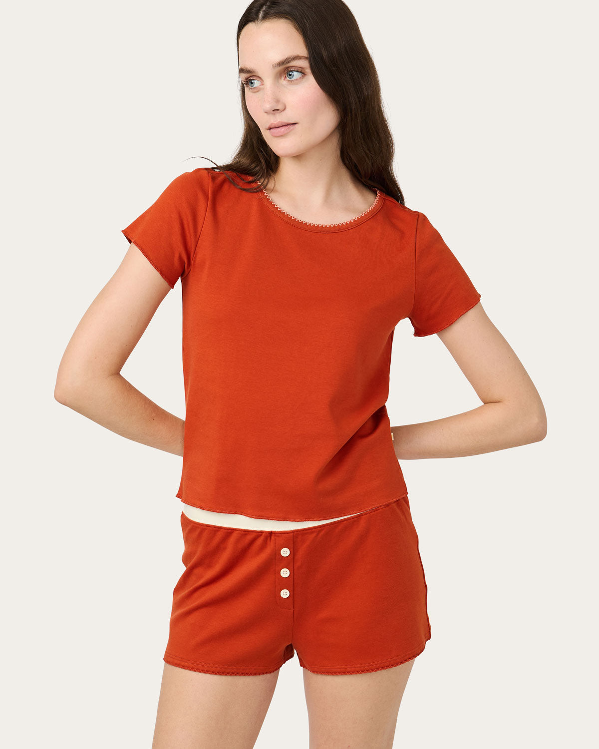 Baby Jean Tee in Rust By Morgan Lane