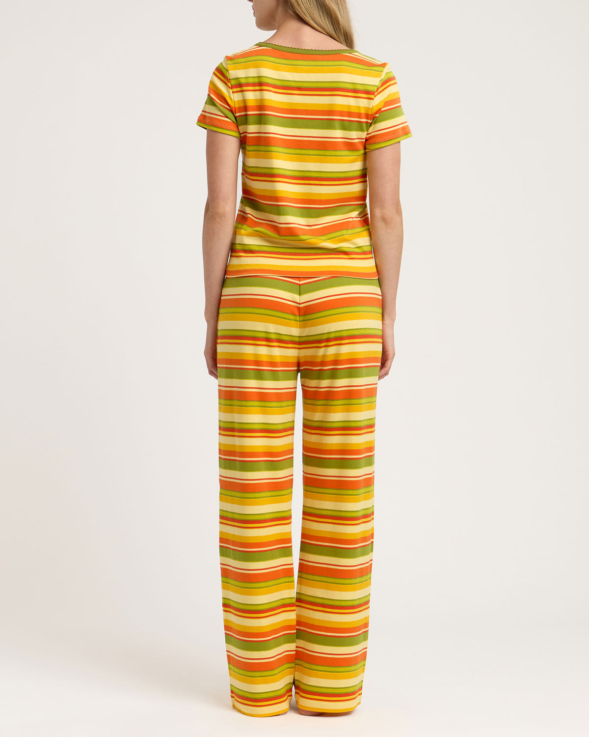 Baby Jean Long PJ Set in Autumn Stripe By Morgan Lane
