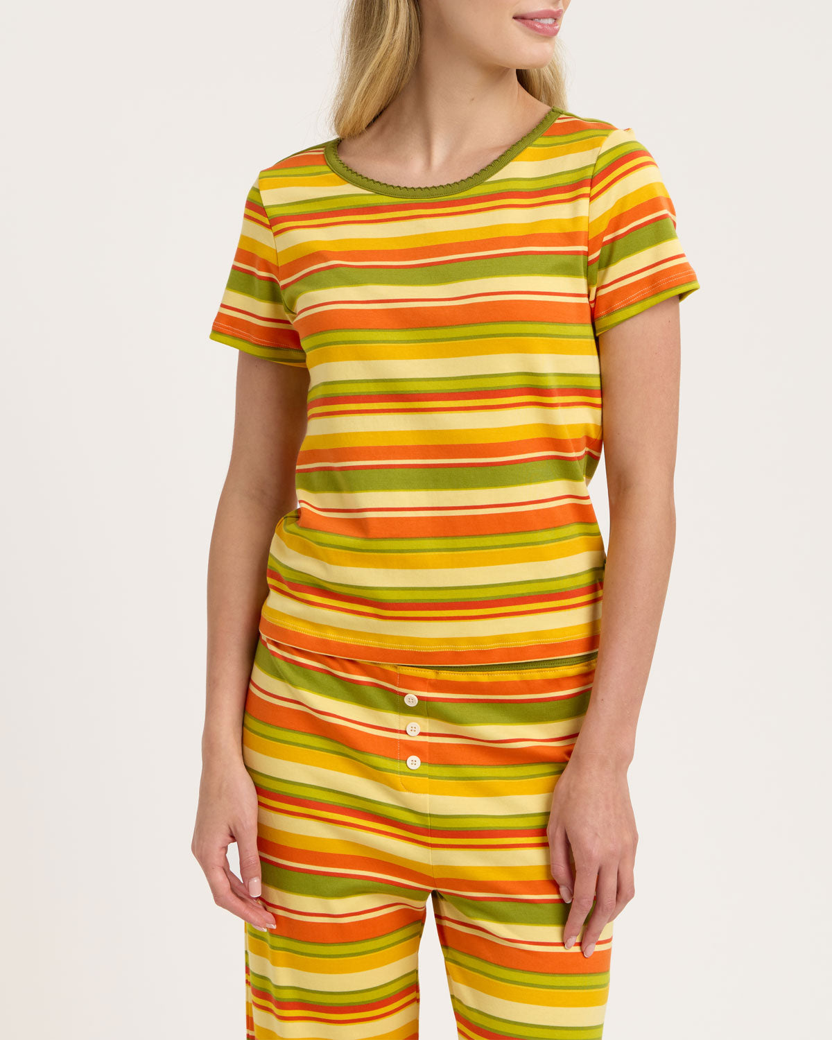 Baby Jean Long PJ Set in Autumn Stripe By Morgan Lane