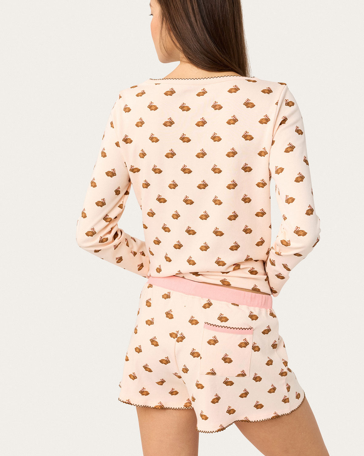 Ellie Shortie PJ Set in Chocolate Bunny By Morgan Lane