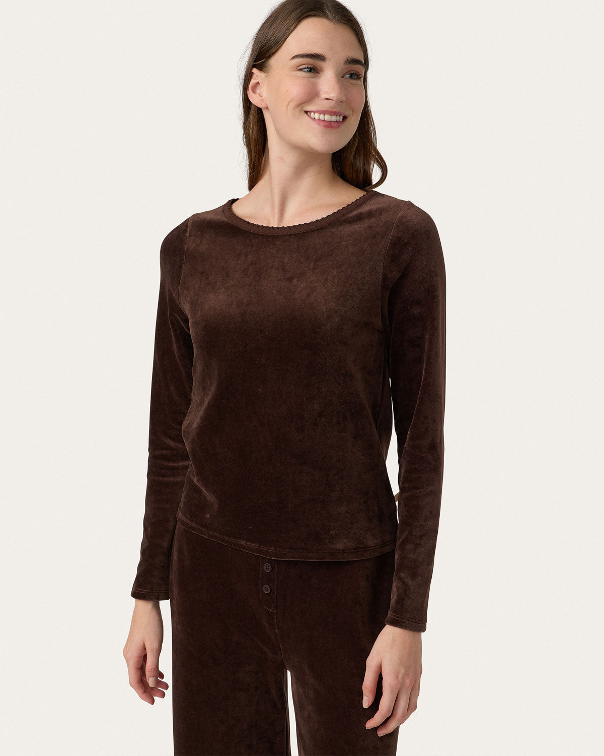 Ellie Lounge Set in Coffee Velour By Morgan Lane
