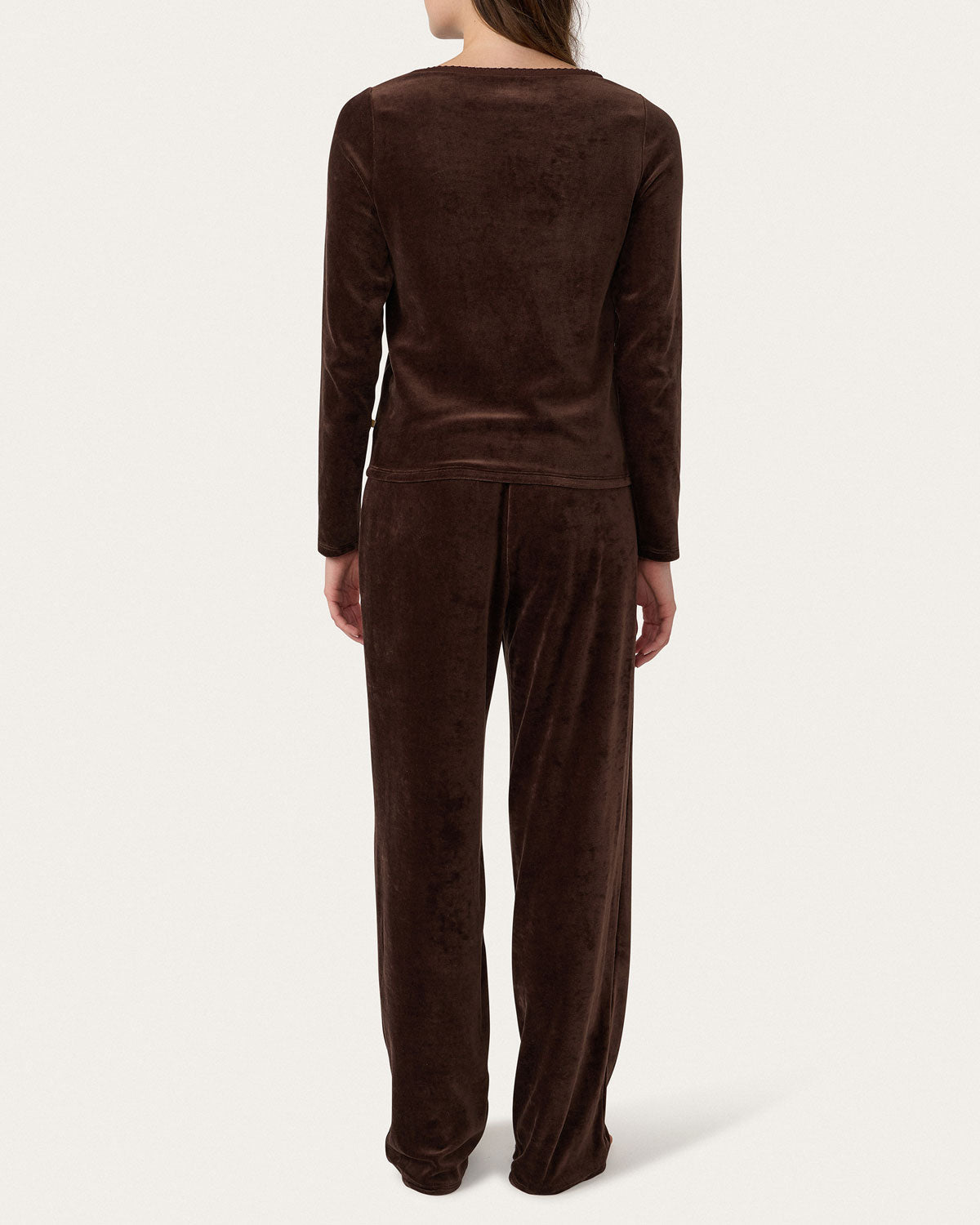 Ellie Lounge Set in Coffee Velour By Morgan Lane