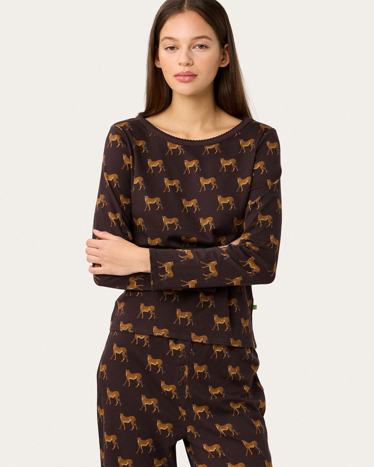 Ellie Pj Set in Lazy Leopards By Morgan Lane
