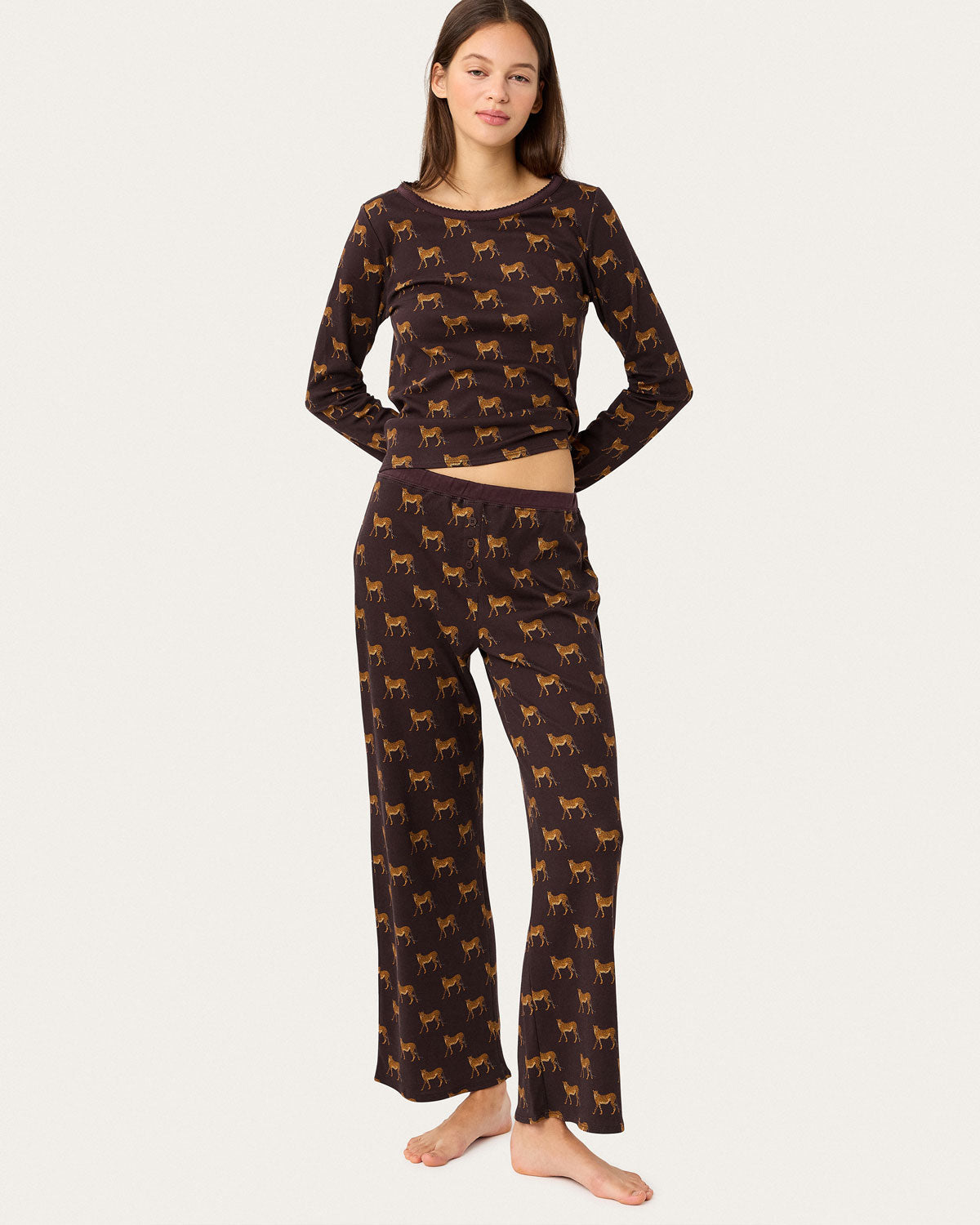 Ellie Pj Set in Lazy Leopards By Morgan Lane