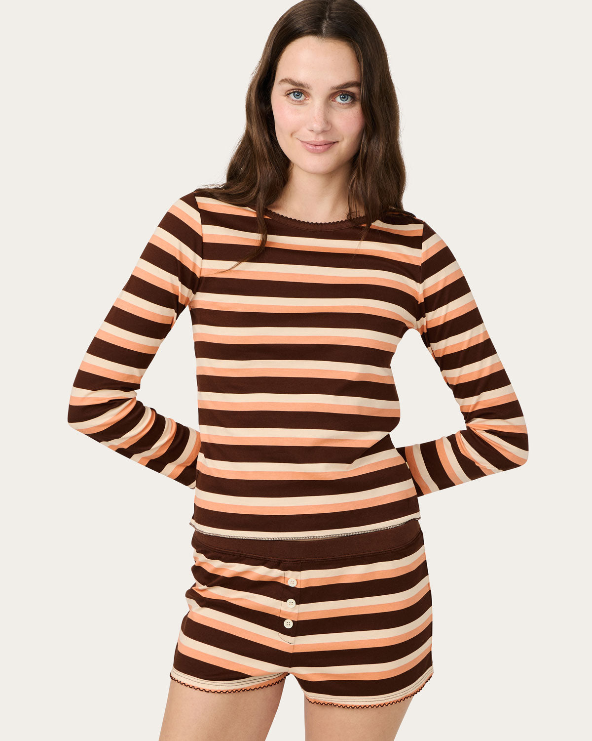 Ellie Shortie PJ Set in Pumpkin Spice By Morgan Lane