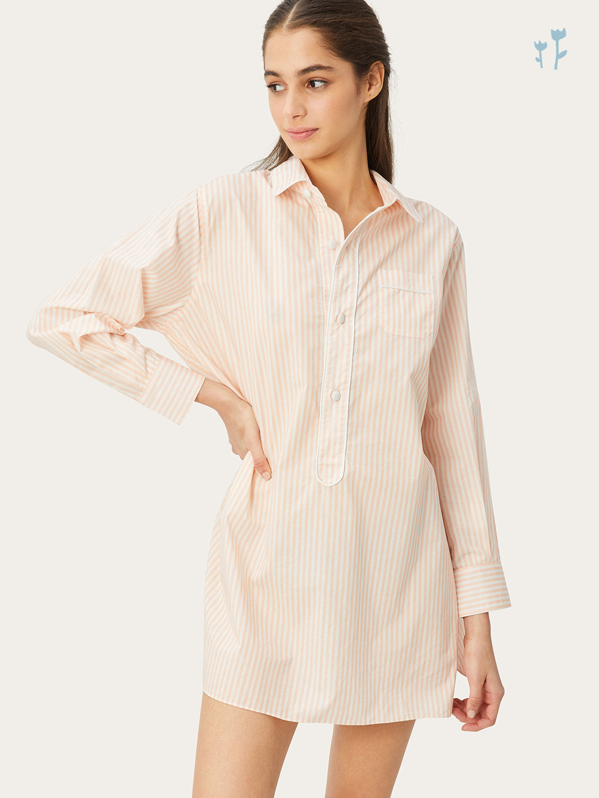 Linnet Night Shirt in Petal Stripe By Morgan Lane