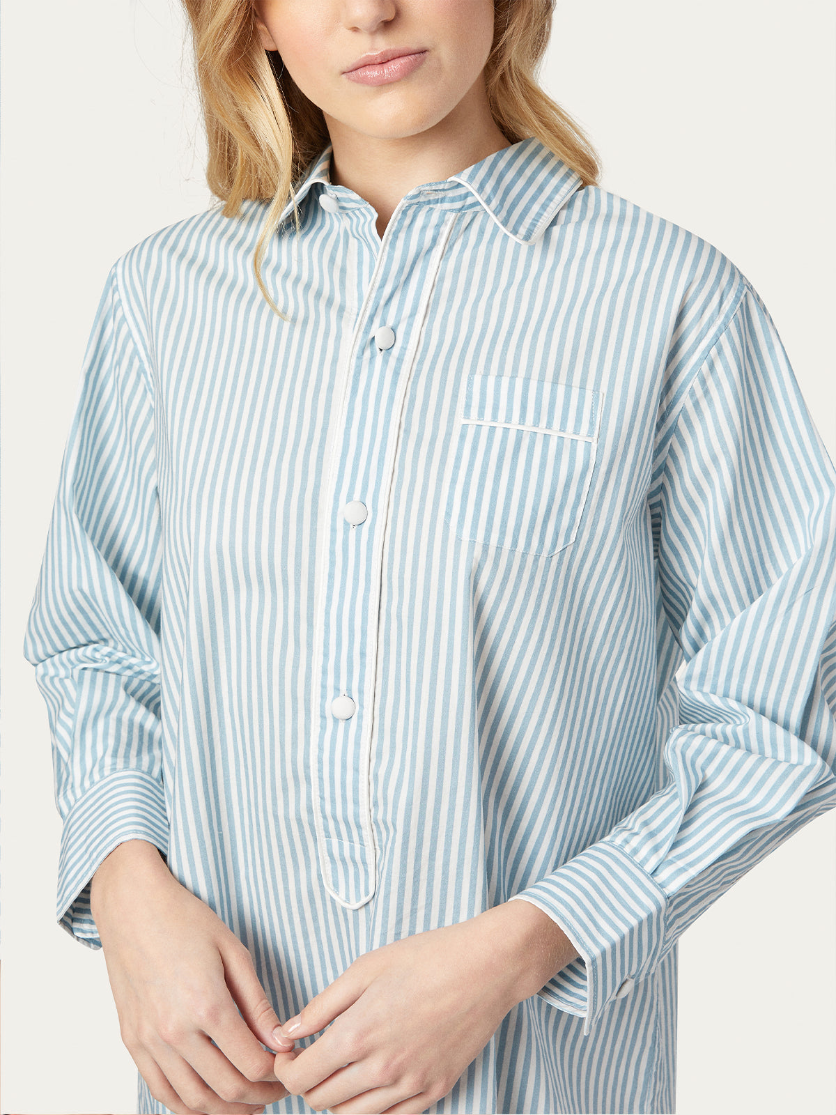 Linnet Night Shirt in Sky Stripe By Morgan Lane