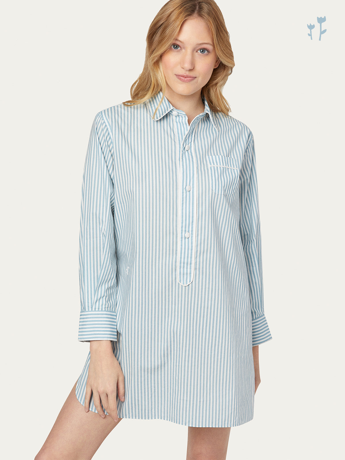 Linnet Night Shirt in Sky Stripe By Morgan Lane