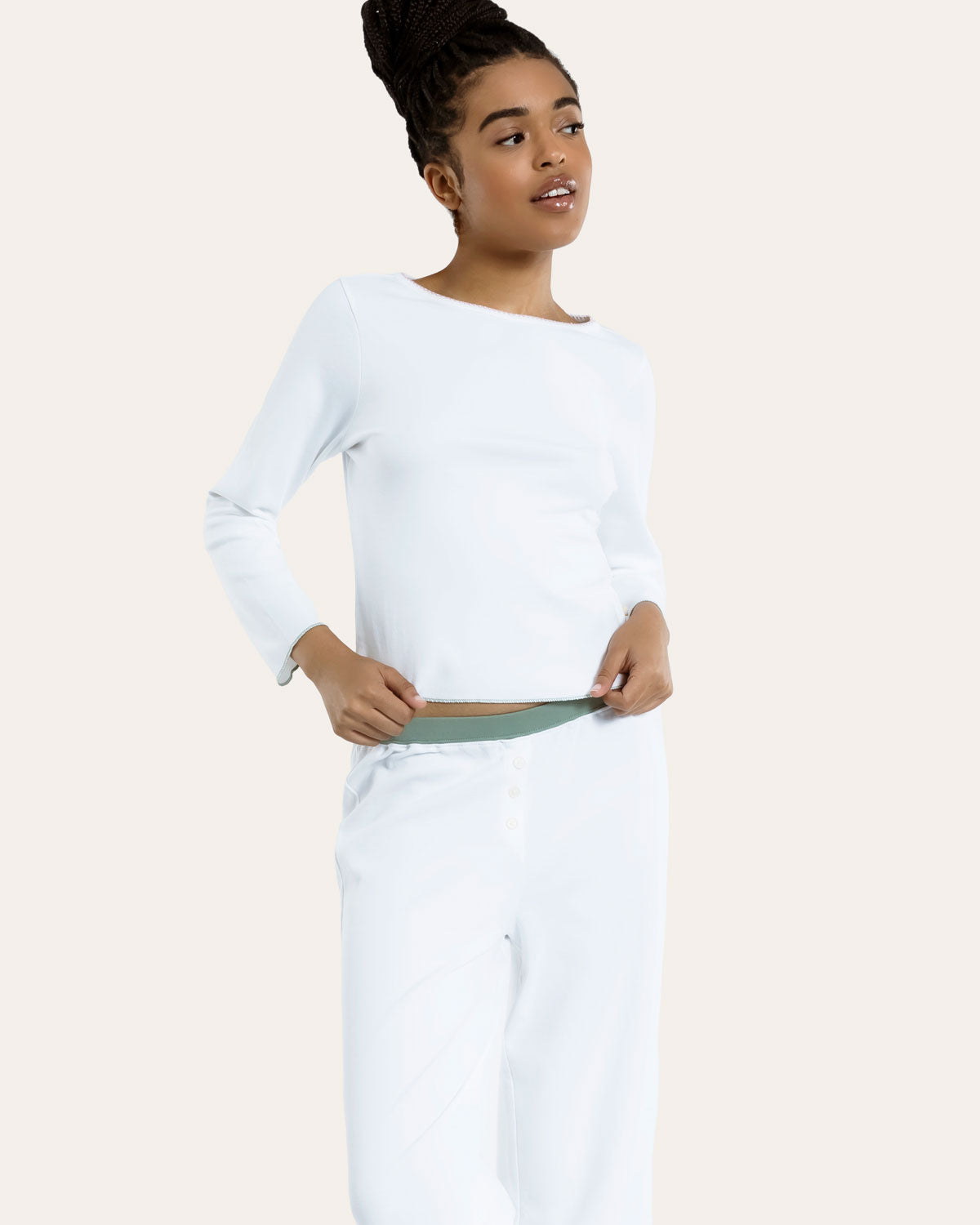 Ellie Pajama Set in Chalk By Morgan Lane