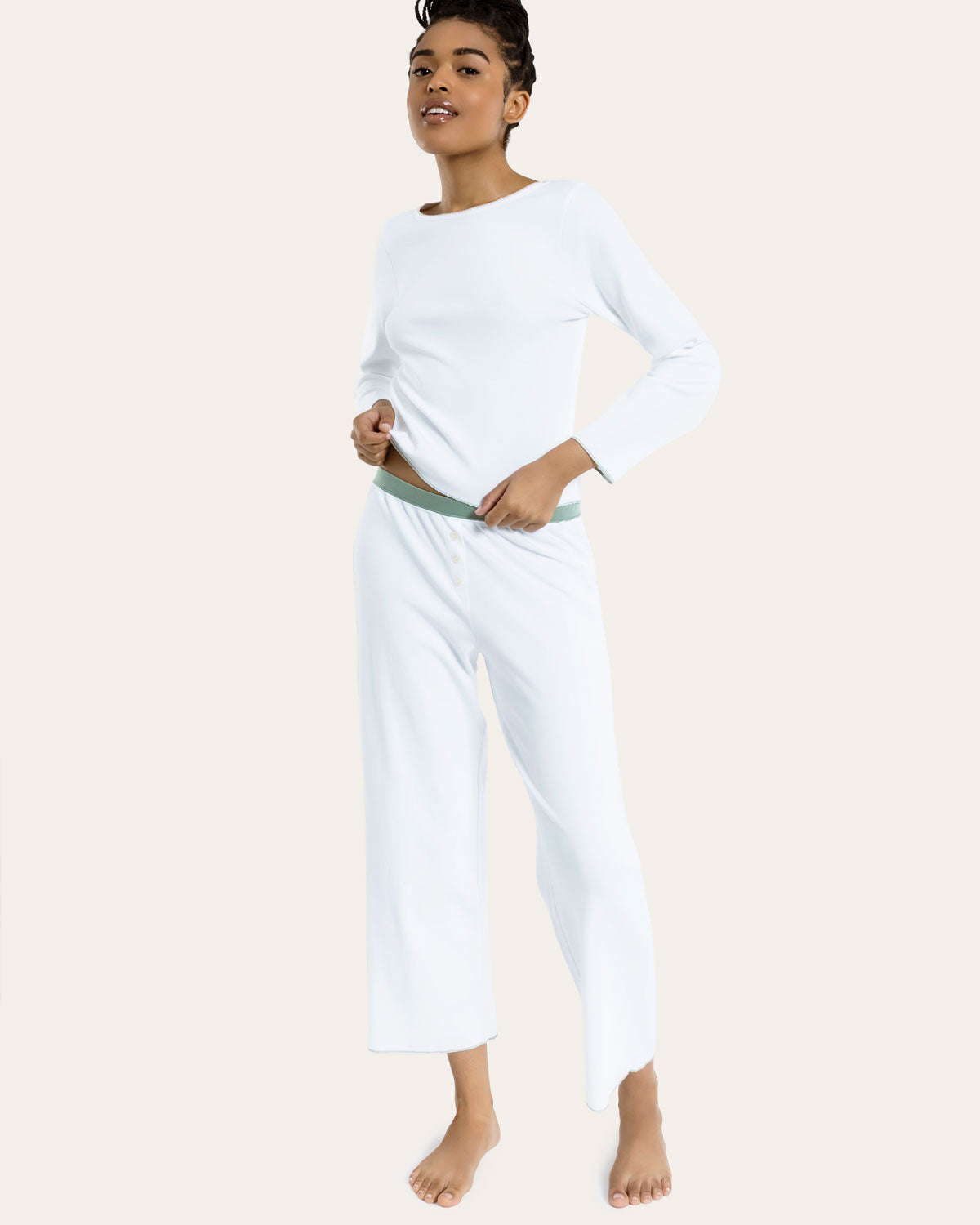 Ellie Pajama Set in Chalk By Morgan Lane