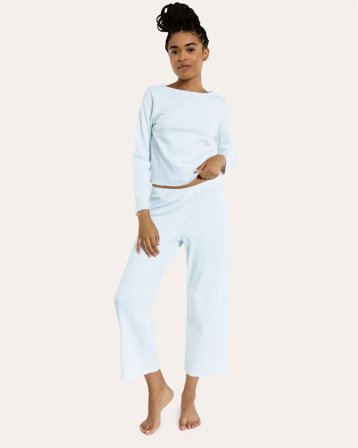 Ellie Pajama Set in Sleepy Stripe By Morgan Lane