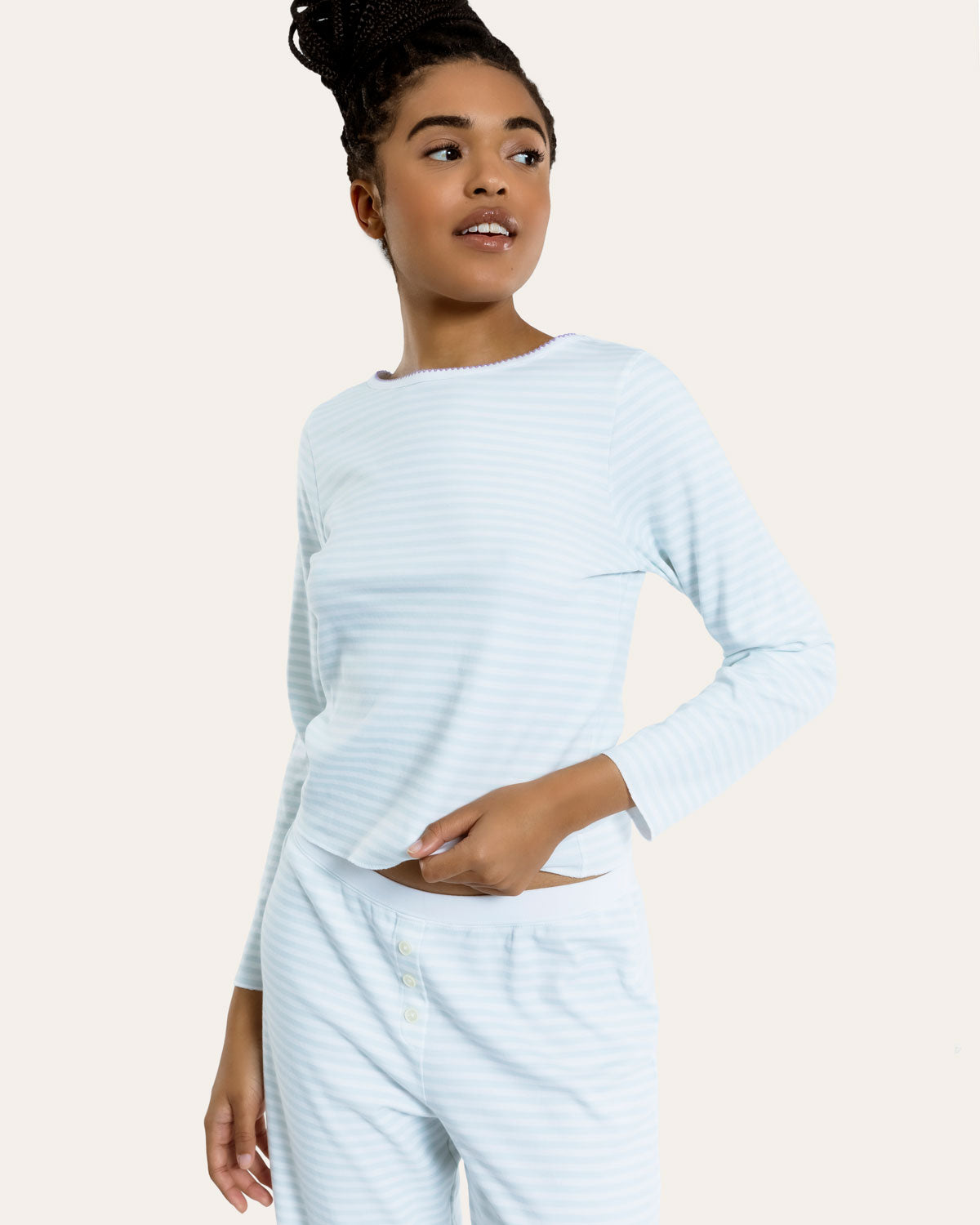 Ellie Pajama Set in Sleepy Stripe By Morgan Lane