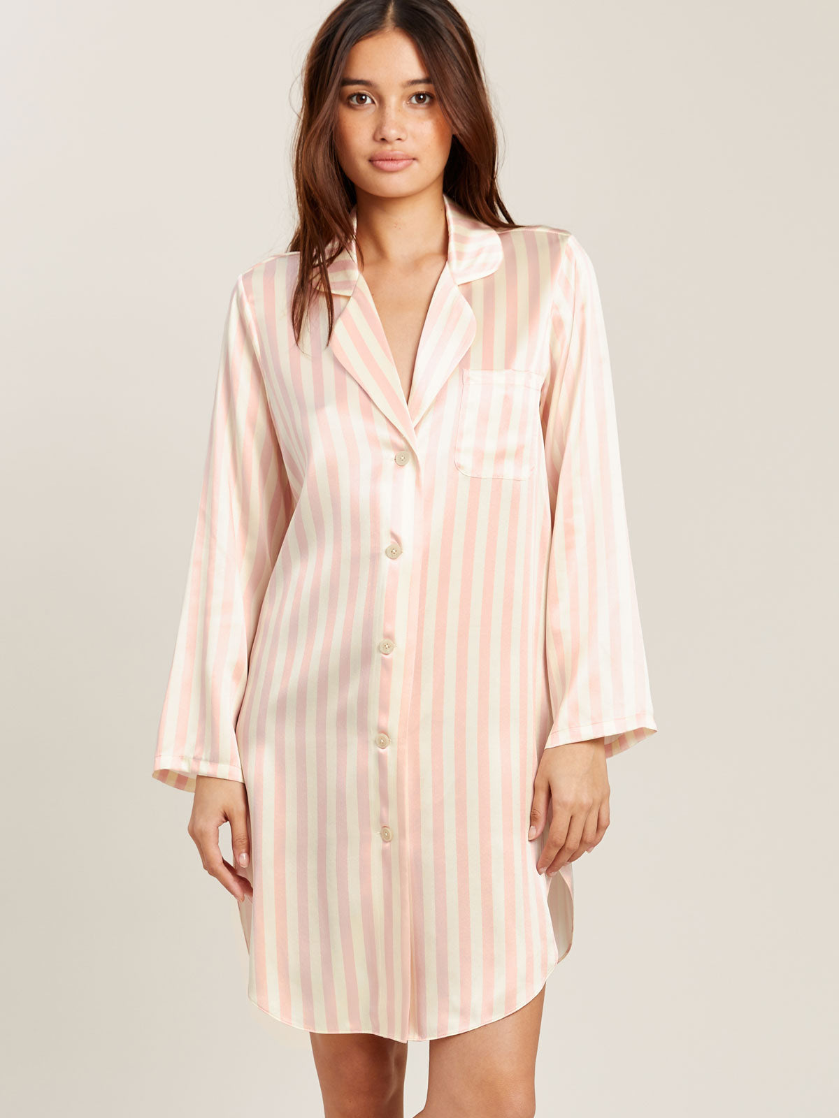 Jillian Night Shirt in Petal Stripe By Morgan Lane