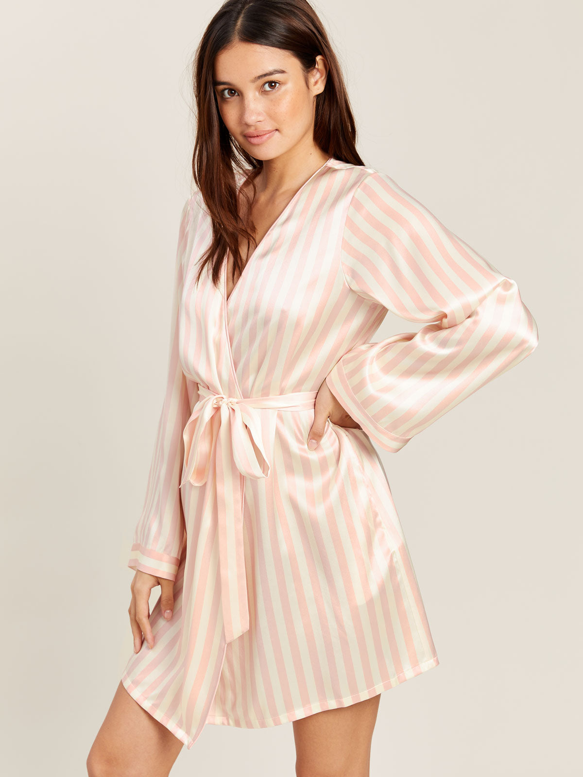 designer silk dressing gown Brown Evil Eye Silk Kimono Robe Dress